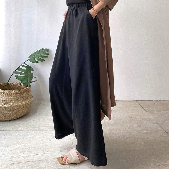 네모엔룩 여성용 린넨와이드 팬츠