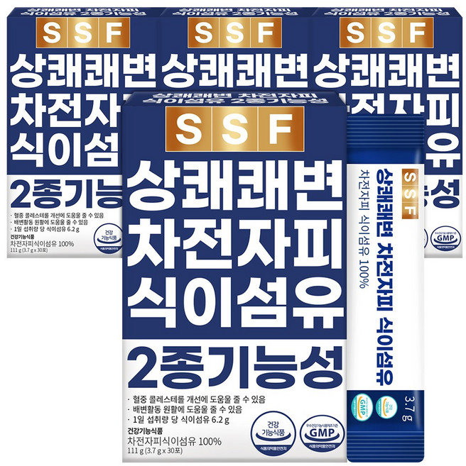 순수식품 상쾌한 쾌변 차전자피 식이섬유 100% 4박스(120포) 분말 가루 장운동 건강기능식품, 3.7g, 120개