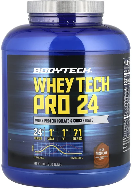 새해 건강을 선물하세요 BodyTech Whey Tech Pro 24 리치 초콜릿 2.27kg(5lbs) 특별관리진행, BodyTechWheyTechPro24리치초콜릿227k, 2.27kg - 쿠팡