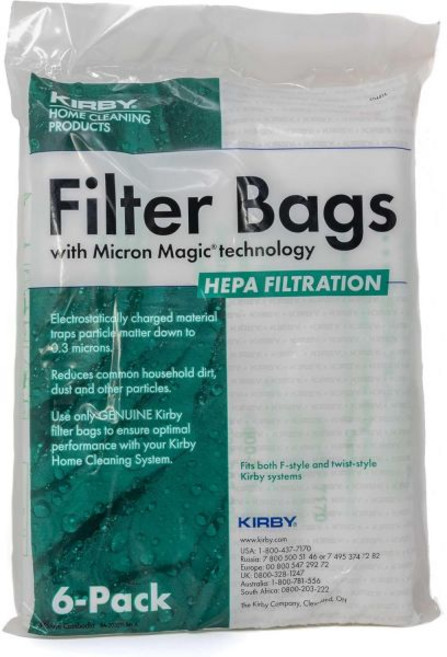 Kirby Micron Magic Plus HEPA 호환 및 부품 트위스트 필터 | 청소기와 F 6팩 진공 스타일 #204814, 6 Pack Bags, 1개