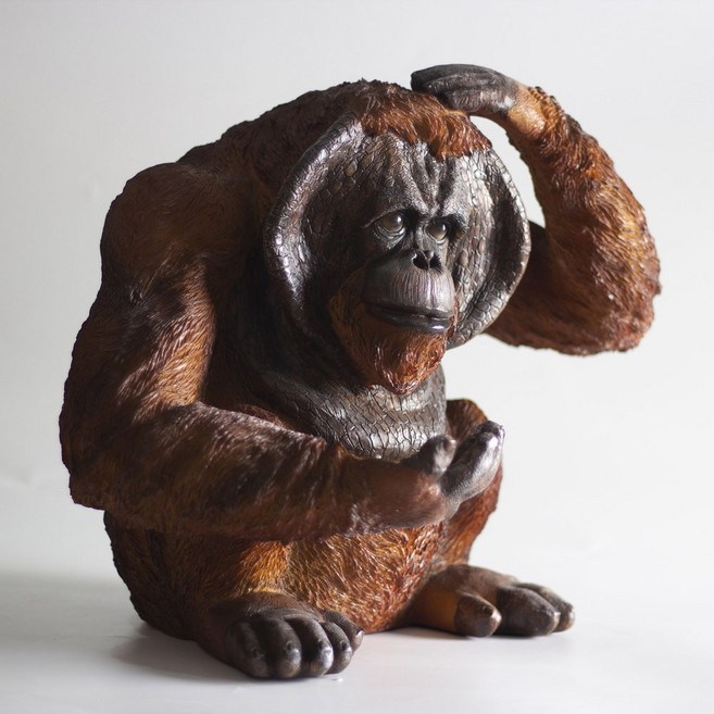 시 호랑이 모형 인형 백호 Mr Z 개화주 46 노란색 디오라마, 수마트라 오랑우탄 35x27 5x32 5cm