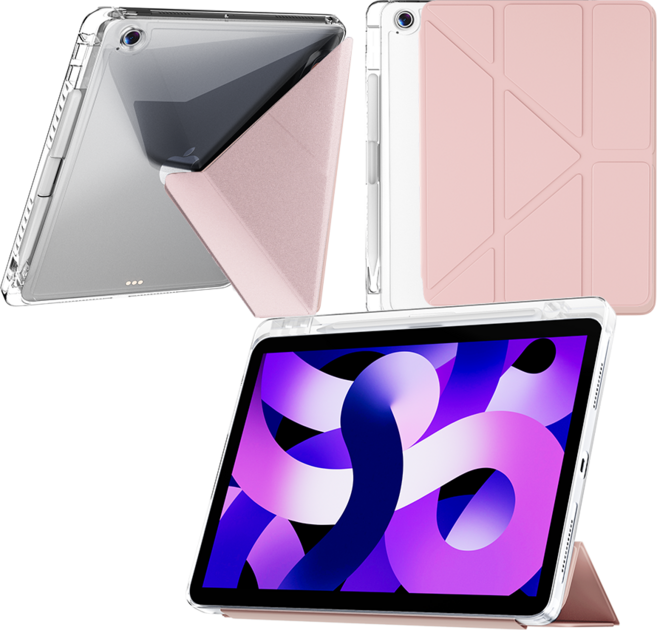 JAMJAKE 스마트 커버 Y형 아이패드 케이스 펜슬 수납 반투명 태블릿PC 보호케이스, 아이패드 11세대/10세대  10.9, 베이비 핑크, 1개