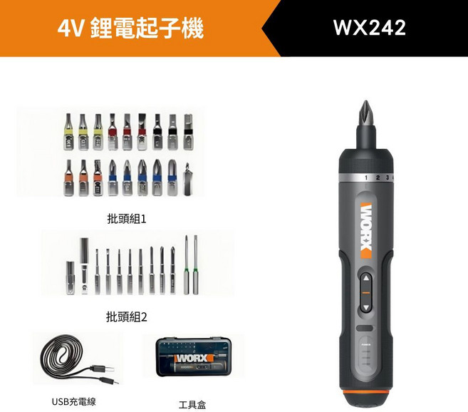 WORX WX242 鋰電起子機 保固半年, 1個