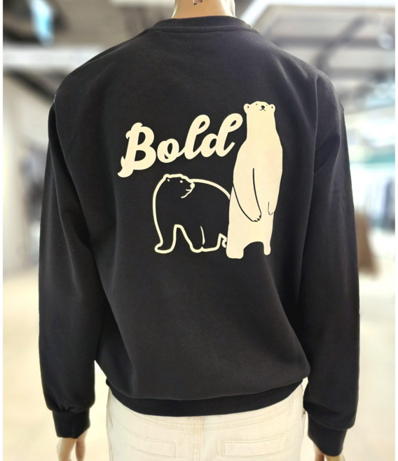 Jeep 남녀공용 루즈핏 곰 아플리케 자수 백프린트 맨투맨 긴팔티셔츠