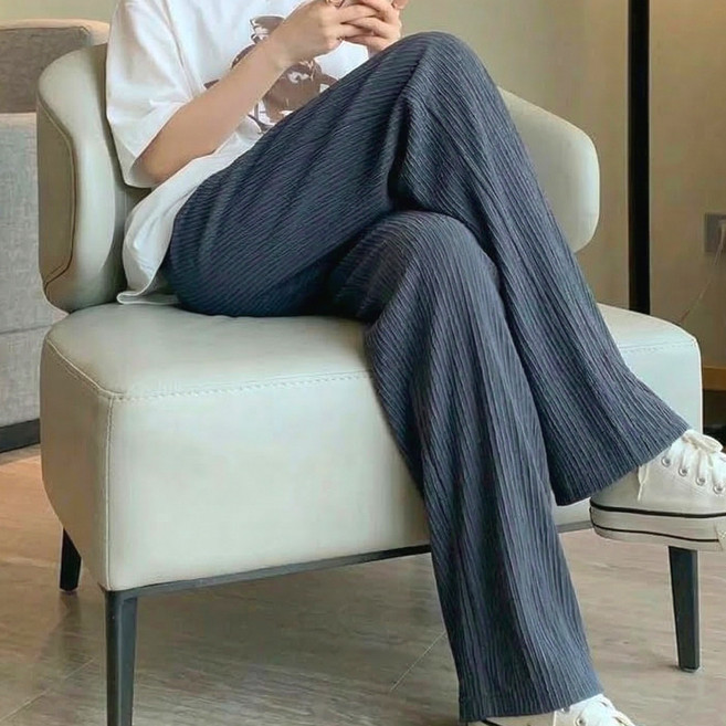 하루랩 여성 바지 여름 냉장고 플리츠 팬츠