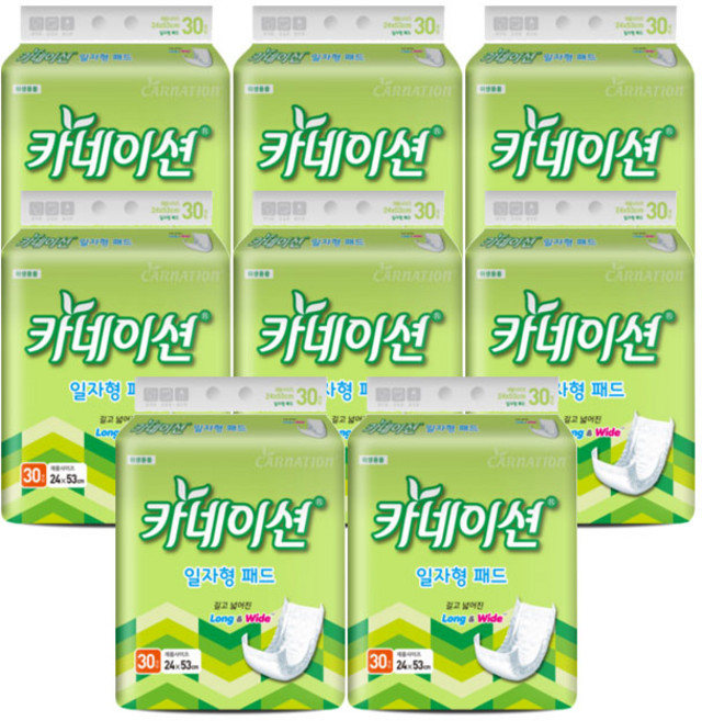 카네이션 속기저귀 일자형 30개 * 8, 30개입, 8세트