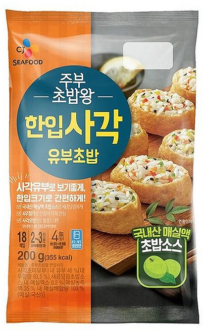 [냉장] CJ 주부초밥왕 한입사각 유부초밥 200g, 1개