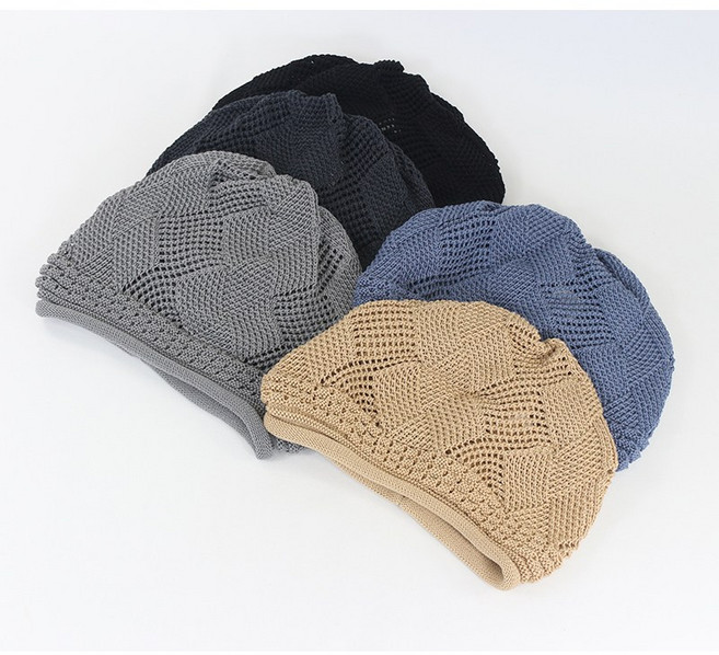 제이제이나인 여름 니트 두건 베레모 실내두건 두건모자 중년여성