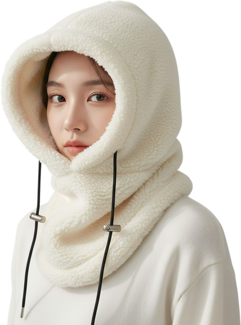 믿추 기모 바라클라바 후드넥워머 오토바이 방한, 아이보리, 1개