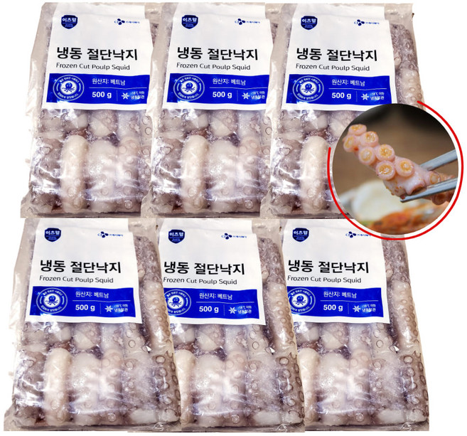 냉동 절단 낙지 500gx6 얼린 낚지 대사이즈 손질 업소용 통통 큰 대량 식당 볶음 탕