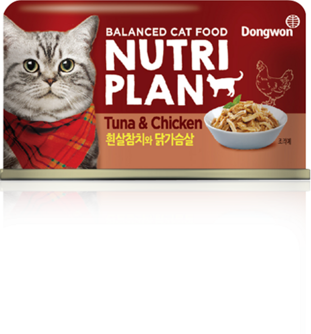 동원뉴트리플랜 고양이 간식 습식캔, 혼합맛(흰살참치/닭가슴살), 160g, 12개