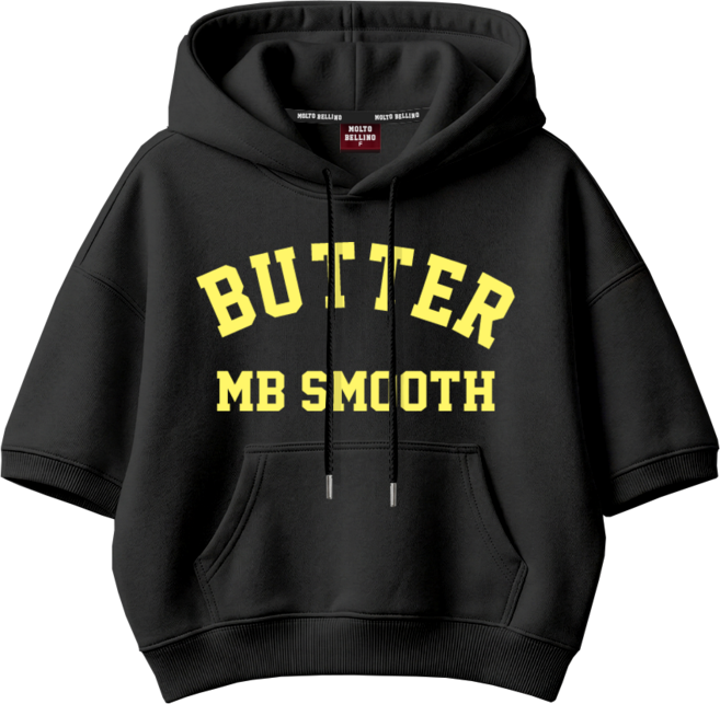 몰토벨리노 SF 버터MB스무스여성 오버핏 세미크롭 반팔 후드티