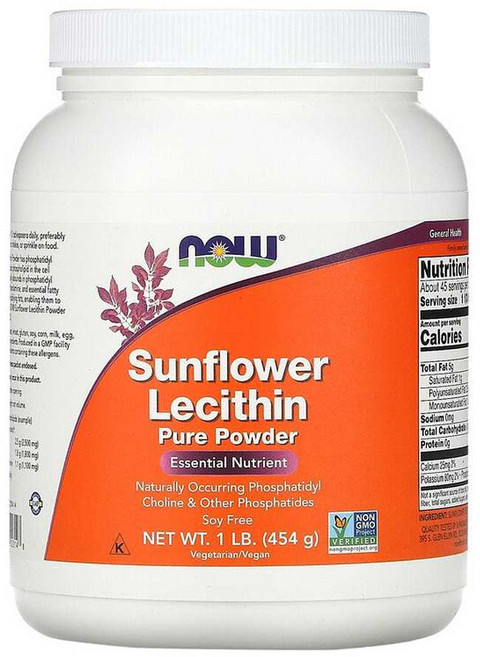 Now Supplements 나우푸드 해바라기 레시틴 효능 분말 - 포스파티딜 콜린 이노시톨 (454g), 454g, 1개