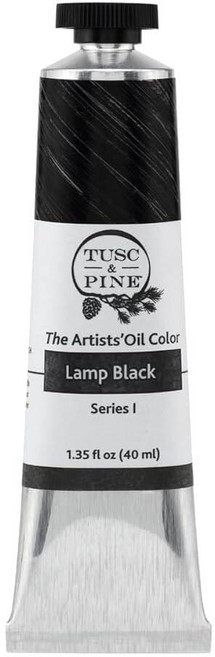 Tusc & Pine 아티스트 오일 페인트 - 티타늄 화이트 (아마씨) 40ml 황변 없음 풍부하고 크리미 한 일관성 최대 안료 부하 소량 가공 페인트 전문 아티스트, 1개(1개입), 램프 블랙