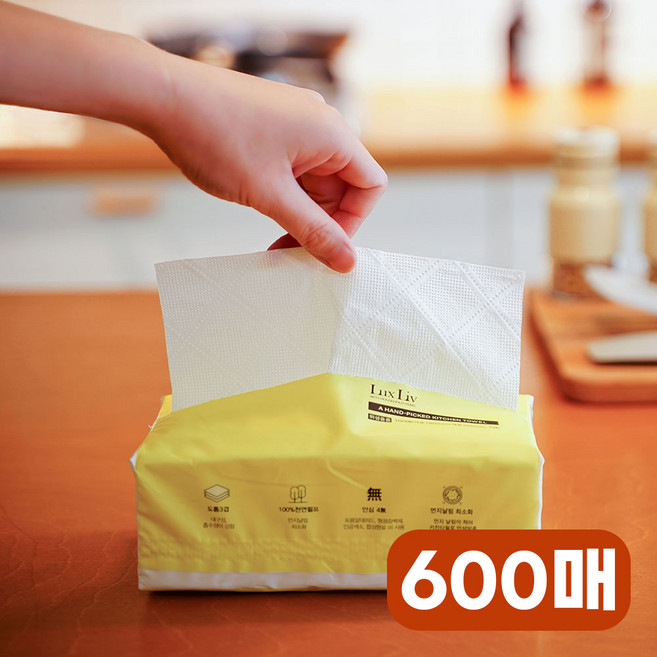 럭스리브 뽑아쓰는 키친타올 먼지없는 3겹 무표백 100매x12팩, 1200매, 1세트