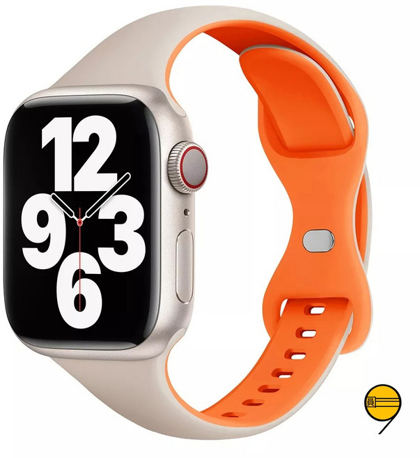 Apple Watch 錶帶 蝴蝶釦小蠻腰細款 防水硅膠錶帶, 星光色, 42/44/45/46/49mm, 1個