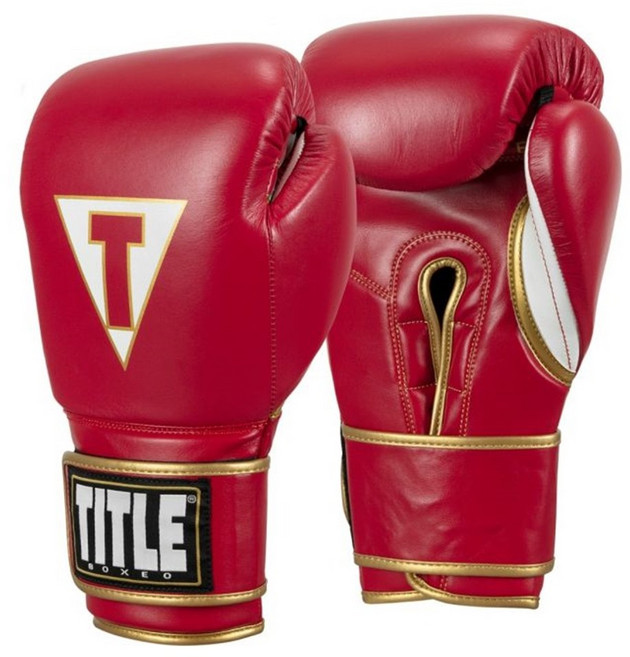 타이틀 복서 멕시칸 천연가죽 복싱글러브 콰트로 ver., 레드/화이트/골드 (벨크로 타입)