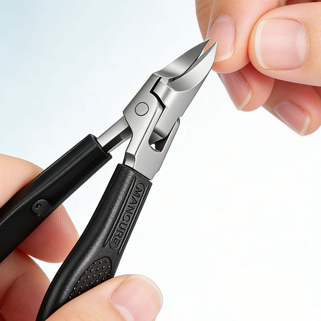 [플러스리빙] 두꺼운 발톱깍이 사선 내성 손톱, 1세트, 블랙