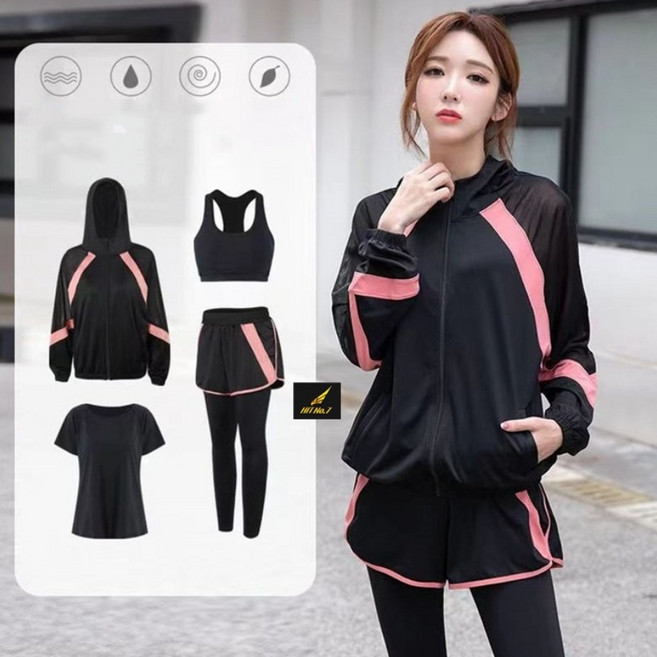 HIT No.7 히트세븐 여성 루즈핏 요가 헬스복 4종세트 필라테스 트레이닝복 세트 반팔 레깅스 봄 여름 간절기 운동복 HIT No.7 K3