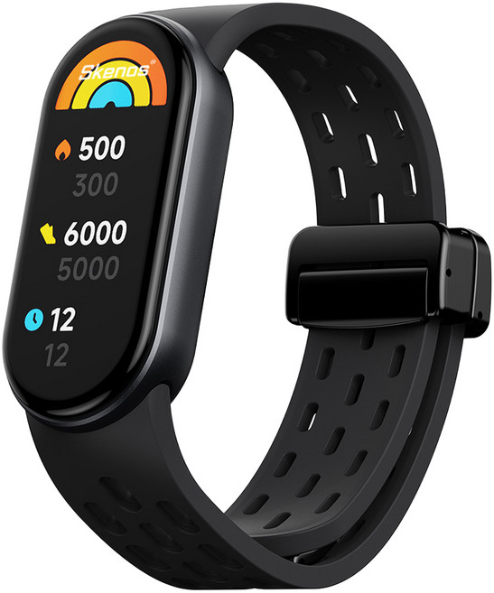 샤오미 스마트밴드 10 9 8 호환 벤티드 스포츠 실리콘 스트랩 마그네틱 디버클 통기성 시계줄, 1개, 블랙