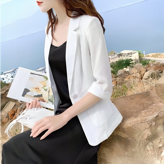 레이디매직 여성 캐주얼 7부소매 린넨 자켓