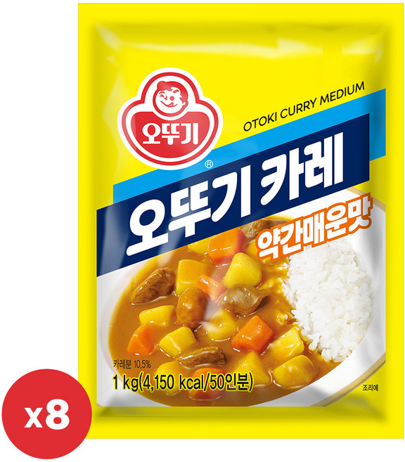 오뚜기 카레 약간매운맛, 1kg, 8개