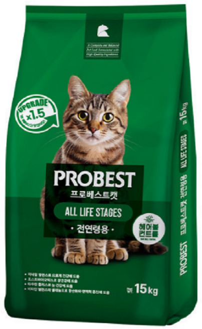 프로베스트 고양이 그린 전연령 기능성 사료, 헤어볼+장건강, 5kg, 2개