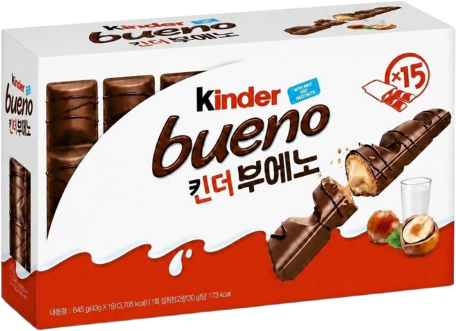킨더 부에노 T2 초콜릿, 43g, 15개
