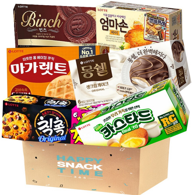 롯데웰푸드 사무실간식 6종세트 카스타드 + 칙촉 + 빈츠 + 마가렛트 + 몽쉘 + 엄마손파이, 1개