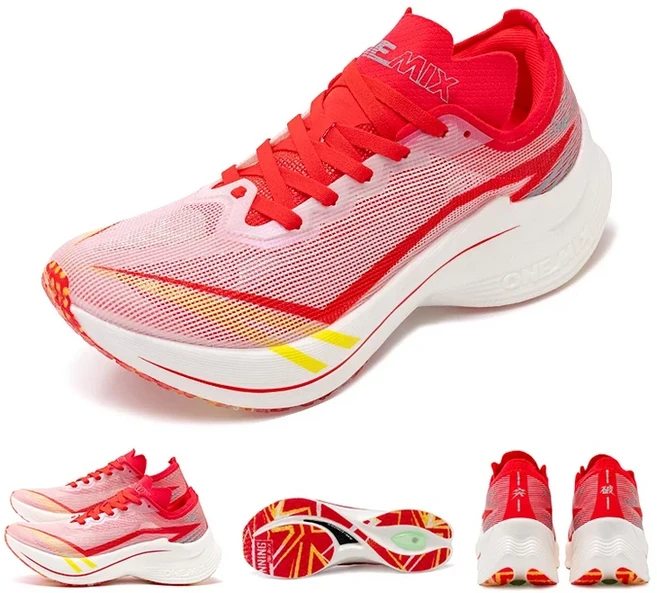 ONEMIX 2025 새로운 카본 플레이트 마라톤 운동화 프로는 충격 흡수 초경량 바운스 스니커즈에 대한 안정적, 06 '47, 06 A red picture