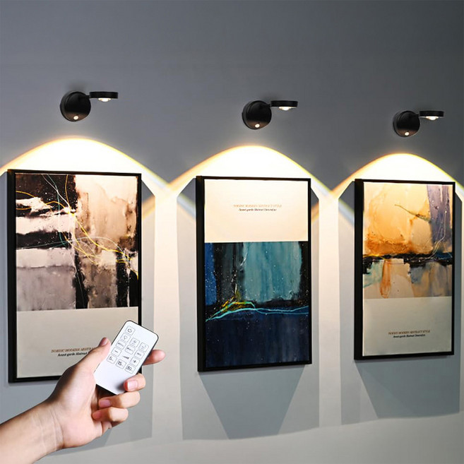 HK.sell 클레르 포인트 벽조명 kc인증 2200mAh건전지 사용 원격 리모컨 대용량 무드등, 블랙(리모컨포함)