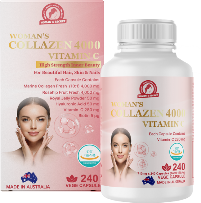 우먼스 시크릿 콜라젠 4000 비타민C 마린콜라겐 로즈힙 히알루론산 240캡슐, 1개, 240정