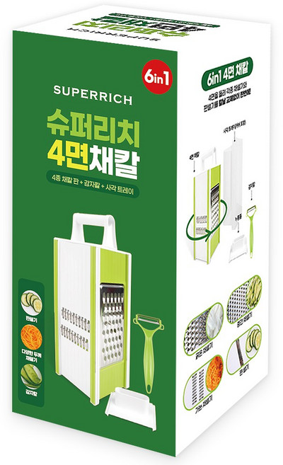 슈퍼리치 4면 채칼 무채칼 채썰기 만능 멀티 채칼 다용도 야채 슬라이서 감자칼 가는채칼 양배추채칼, 슈퍼리치 4면채칼, 1개