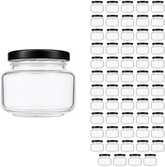 공병상회 Y젓갈250 유리병 + 러그캡/블랙, 60개, 210ml