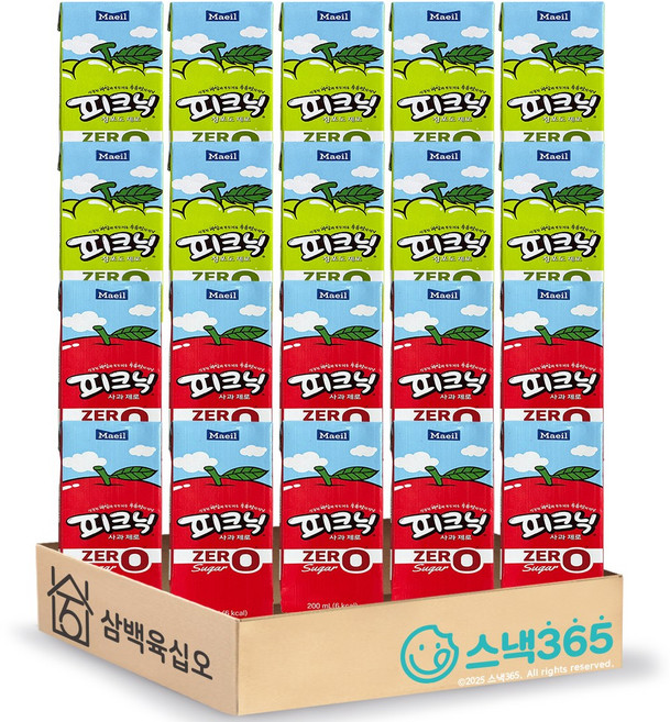 피크닉 제로 세트 200mlX20개 (사과10 + 청포도10), 20개, 200ml