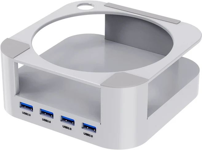 2024 맥 미니 M4 컴퓨터용 미니 도킹 스테이션 USB 허브 데스크탑 스탠드 USB 포트 허브 (맥 미니 M4 Pro P, 01 Silver Hub, 01 Silver Hub