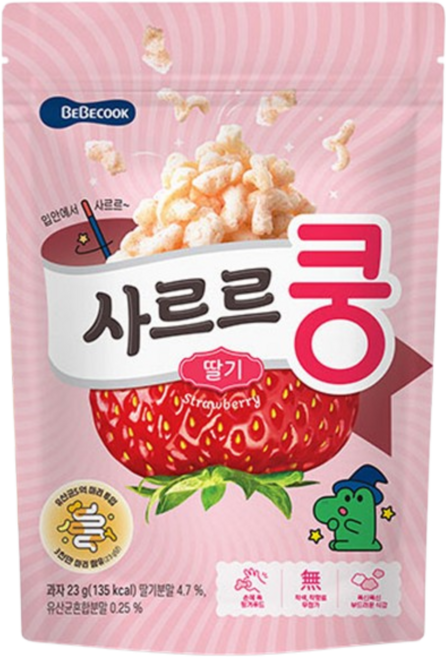 베베쿡 사르르쿵 과자, 딸기, 23g, 1개