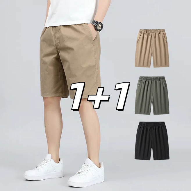 남자 반바지 면 스판 밴딩 카고 5부 반바지 여름용 2장 tanlz