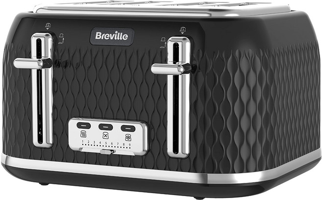 Breville 브레빌 하이 리프트 및 와이드 슬롯이 있는 4구 팝업 토스터기, Black