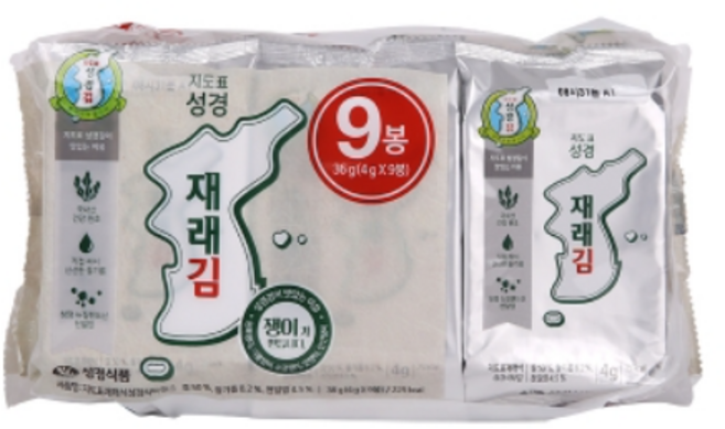 지도표 재래식성경식탁김 성경도시락김 성경김, 36g, 1개