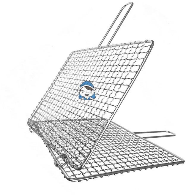 갑도리 석도리 국내산 스텐 손잡이 사각(이중겹망)석쇠 285/320/350/400 숯불그릴 화로대, 1개