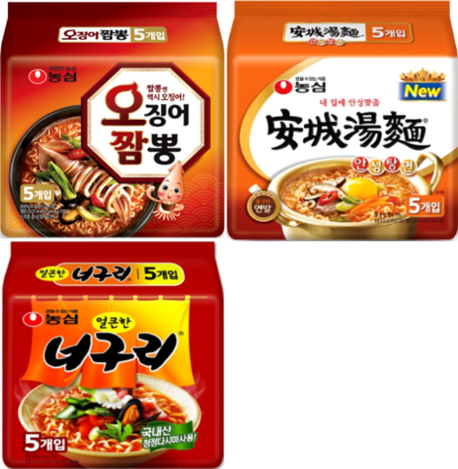 안성탕면 625g+오징어짬뽕 620g+얼큰너구리 600g, 1개