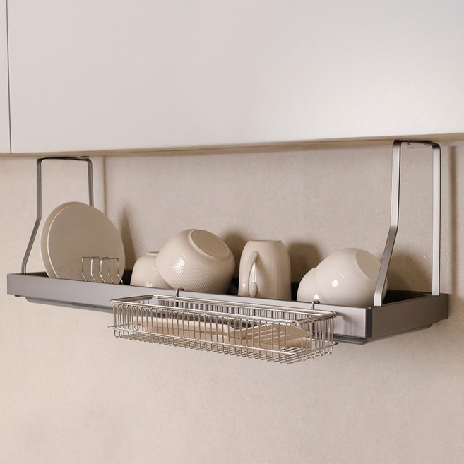 윤쓰공간 스텐304 알루미늄 싱크선반 800 상부장 부착식 식기건조대, 1개, AL 304 씽크선반, 1단