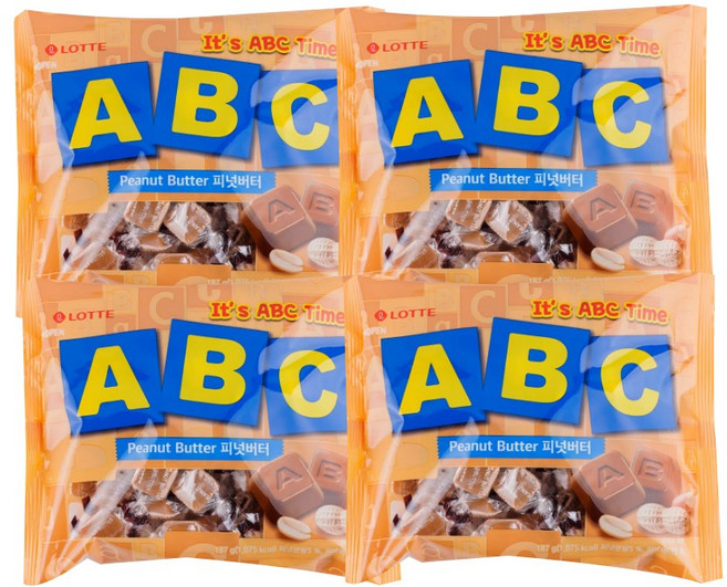 롯데 ABC초콜렛 피넛버터맛, 4개, 187g