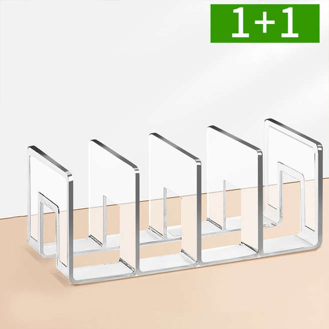 2개세트 아크릴 투명 4단 책상 책꽂이 정리 간이 수납장 OTB-BSF1, 1+1 아크릴 투명 4단 책꽂이_BSF1