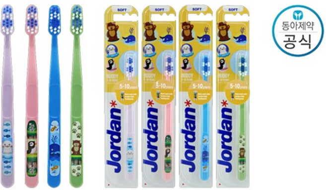 조르단 버디 2단계 어린이 칫솔, 색상랜덤, 1개입, 3개