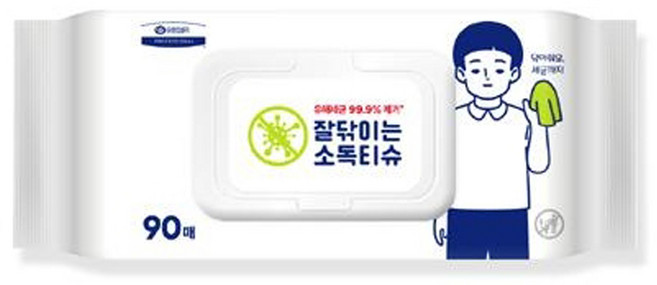 유한킴벌리 잘닦이는 살균소독티슈 살균소독티슈 소독티슈 90장(캡형) 한박스12팩, 12개, 90매