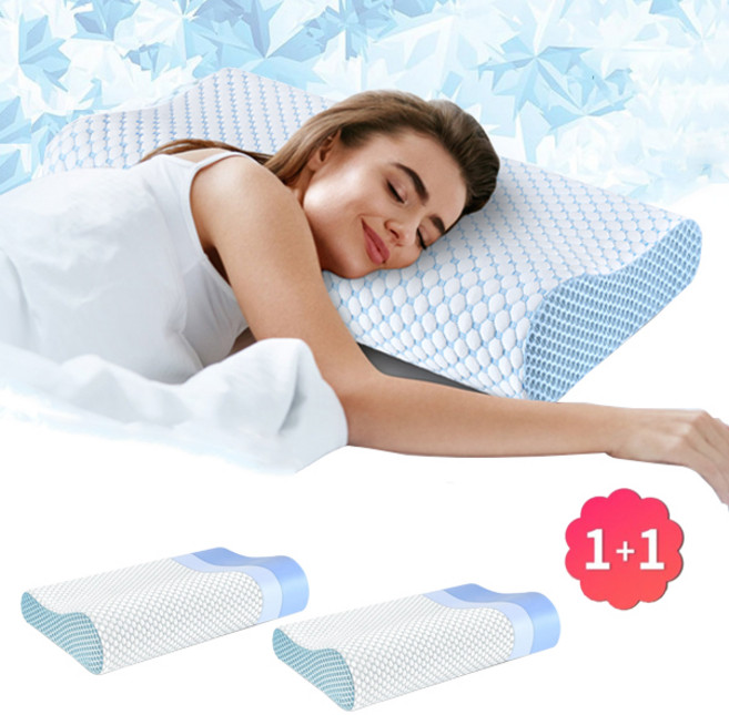 고밀도 메모리폼 베개 + 베개커버 항균 경추 배개 뉴시나리오, 2개, 파란색