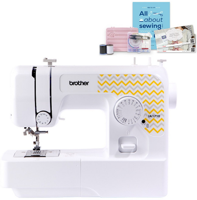 부라더미싱 JA1710 자동실끼우기 가정용재봉틀(용구함+노루발3종+수강증2매+소잉책)