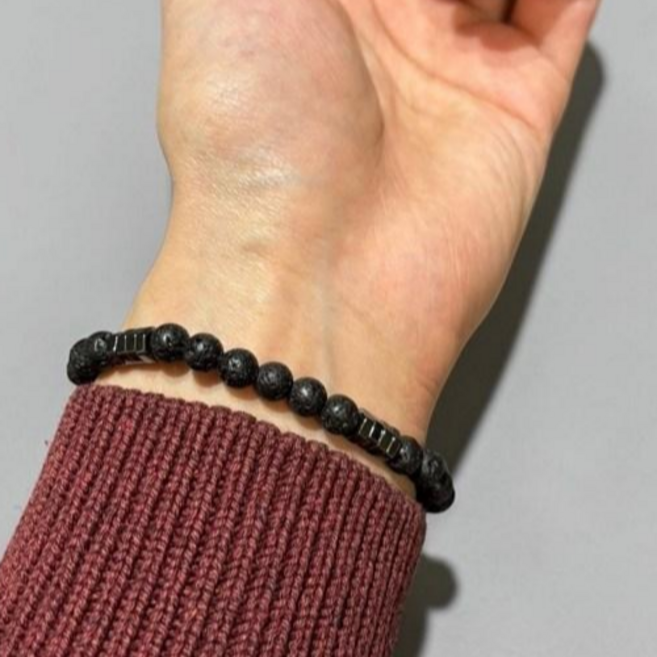 라베사 원석팔찌 헤마타이트 메탈 포인트 팔찌 레이어드 남녀공용